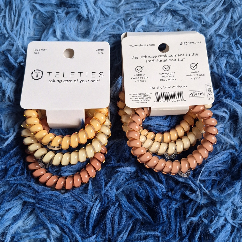 Teleties Hair Ties in Peach and Cream